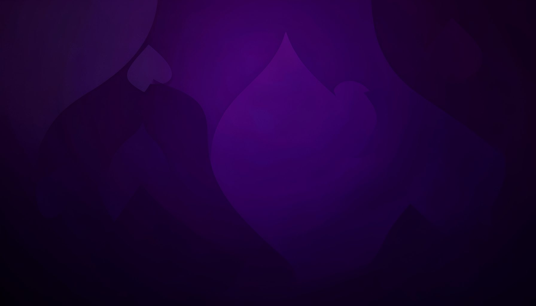 Dark purple gradient background with subtle card-suit silhouettes fading into deep violet, conveying a premium gaming atmosphere