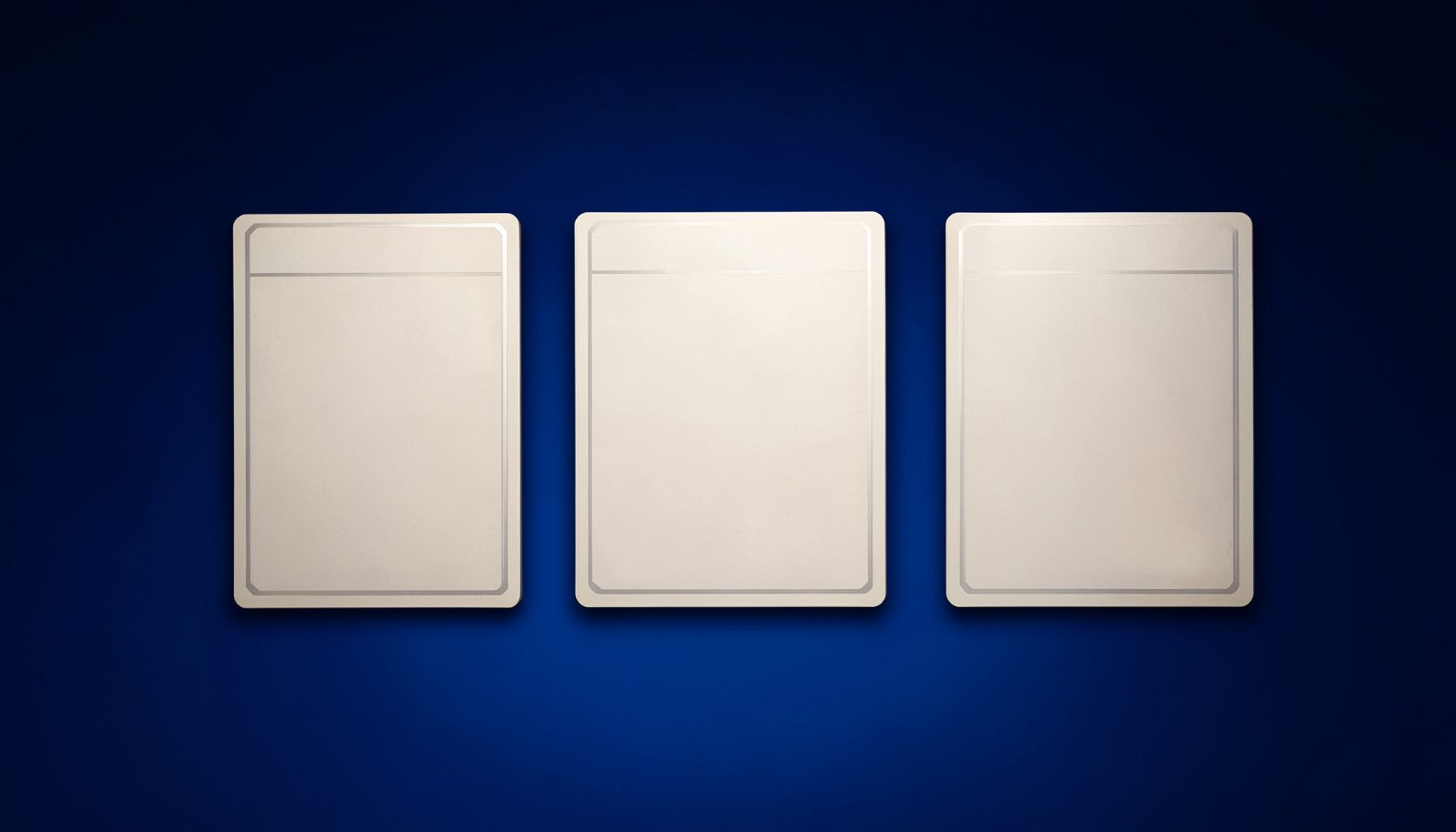 Three consecutive same-suit cards on a deep blue gradient, elegant and refined mood